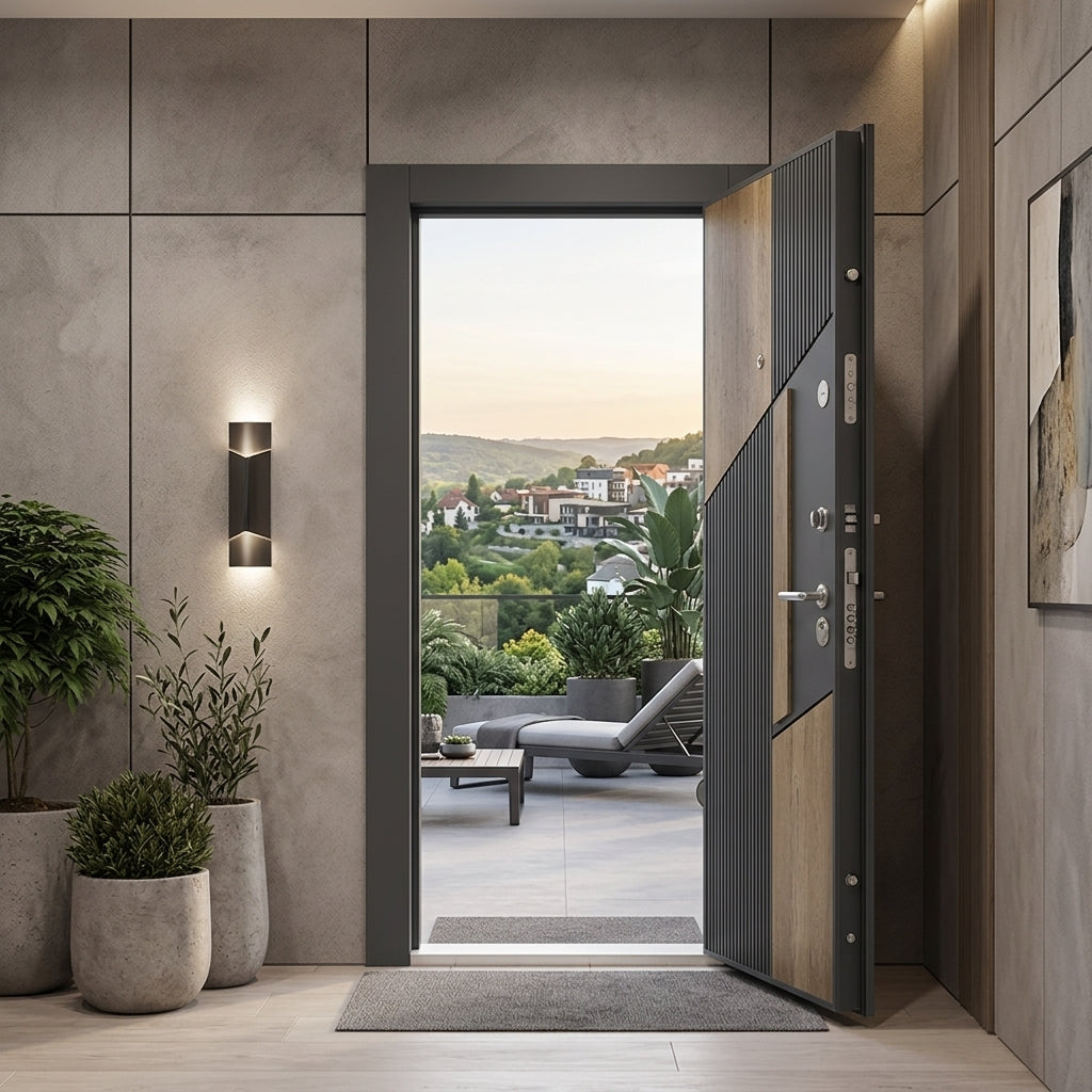 Porte d’entrée blindée GL-301 Anthracite Antique Clair