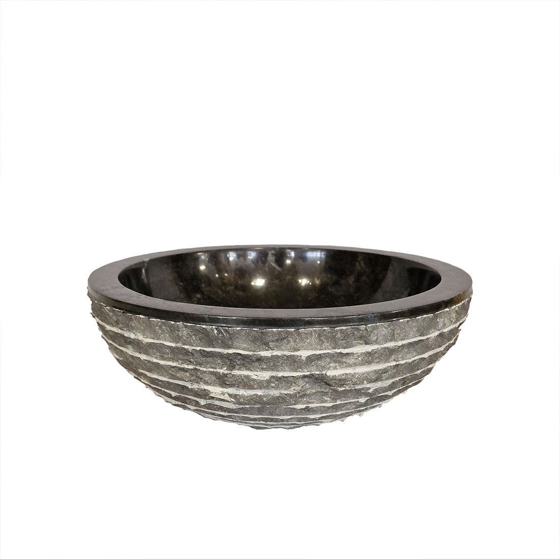 Vasque à poser « Bascom Black Grave » en marbre noir – 40 cm