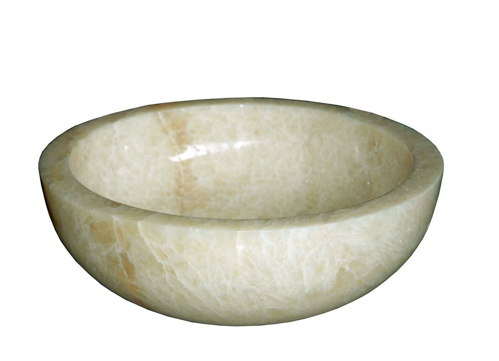 Vasque à poser « Bascom Onyx » en marbre effet onyx beige – 40 cm