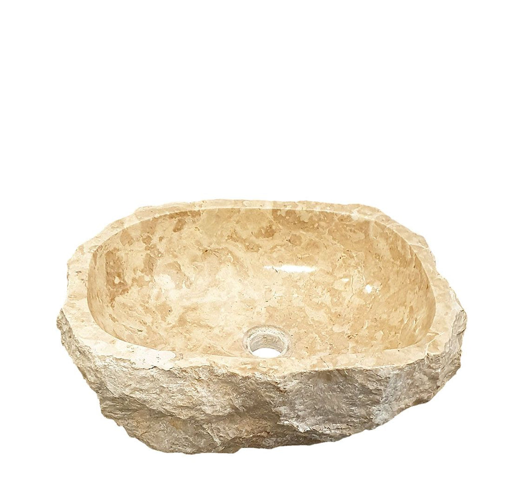 Vasque à poser « Bedrock » en marbre naturel beige – 45 cm