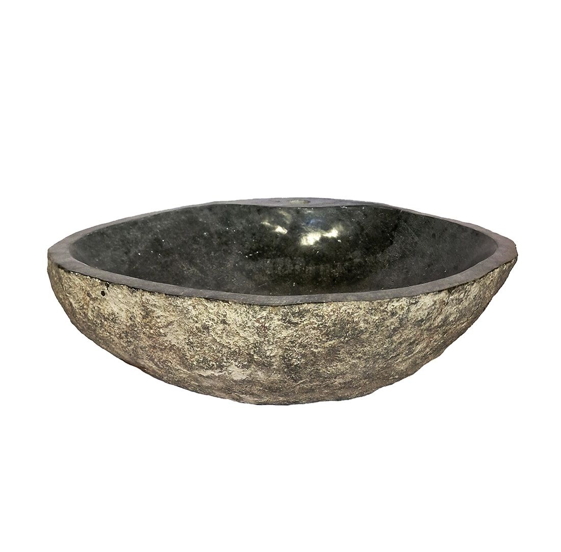 Vasque à poser « Andesite » en pierre naturelle grise  – 55 cm