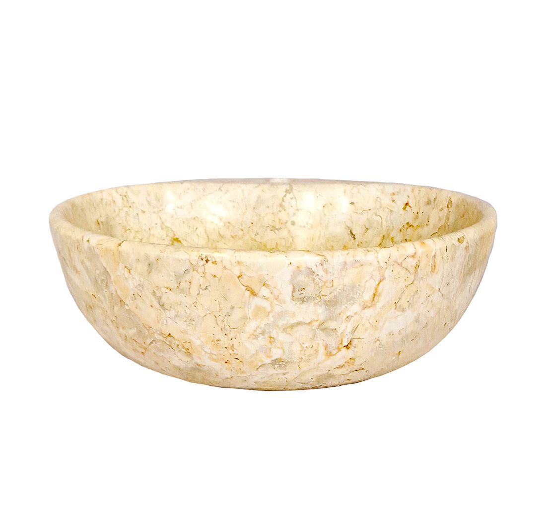 Vasque à poser « Jazzy » en marbre naturel beige  – 45 cm