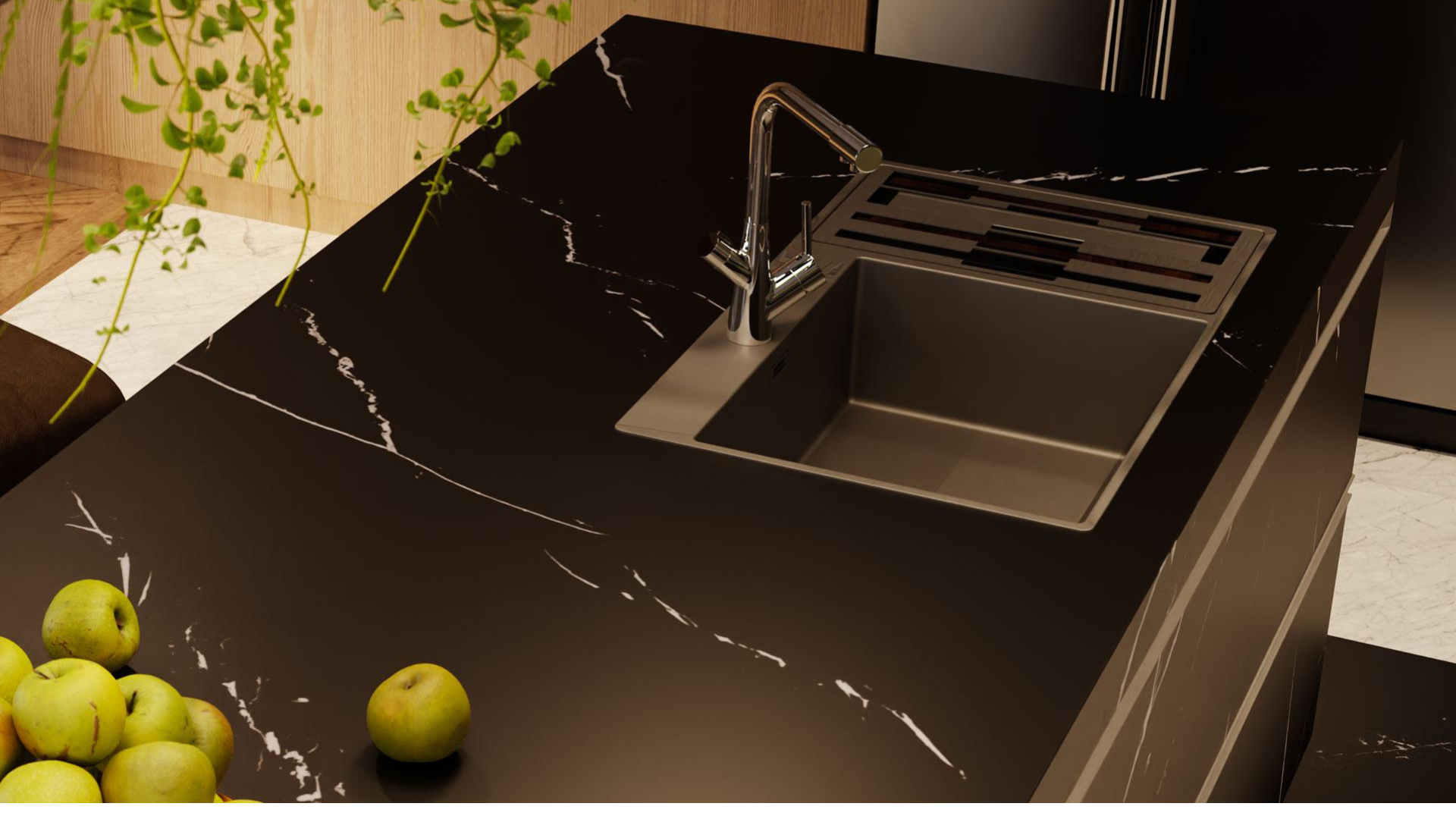 Plan de travail Nero Marquina noir effet marbre