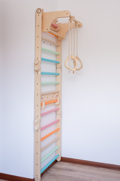 110_Mur suédois enfant – anneaux de gymnastique inclus