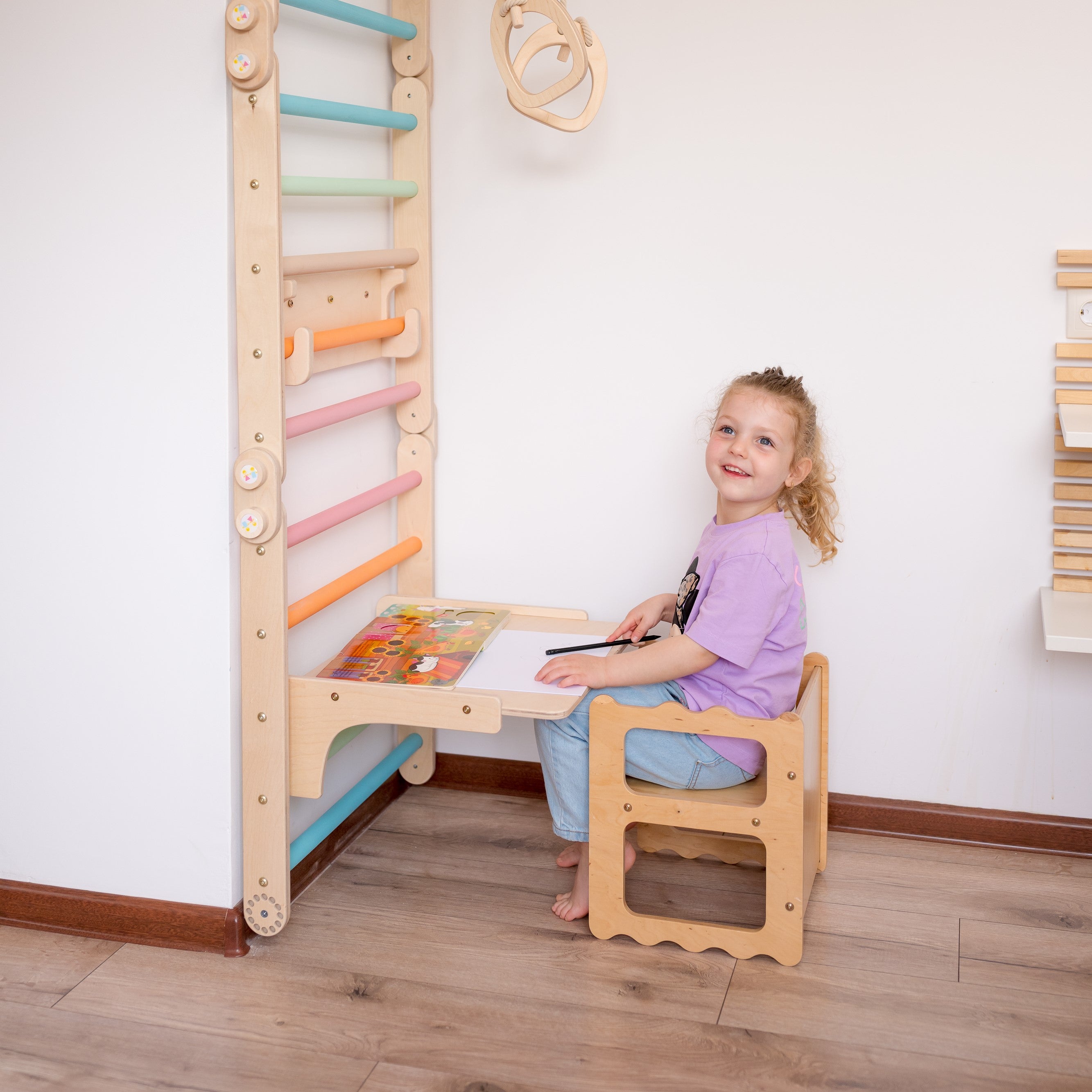 126_Plateau table en bois (extension) pour triangle de Pikler pliable