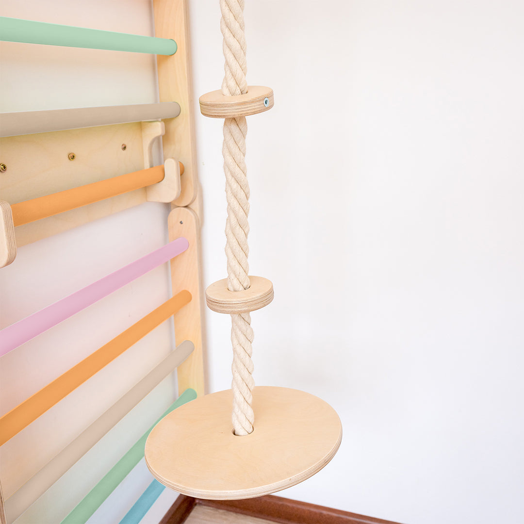 127_Disque balançoire en bois 2-en-1 (balancement + grimpe)