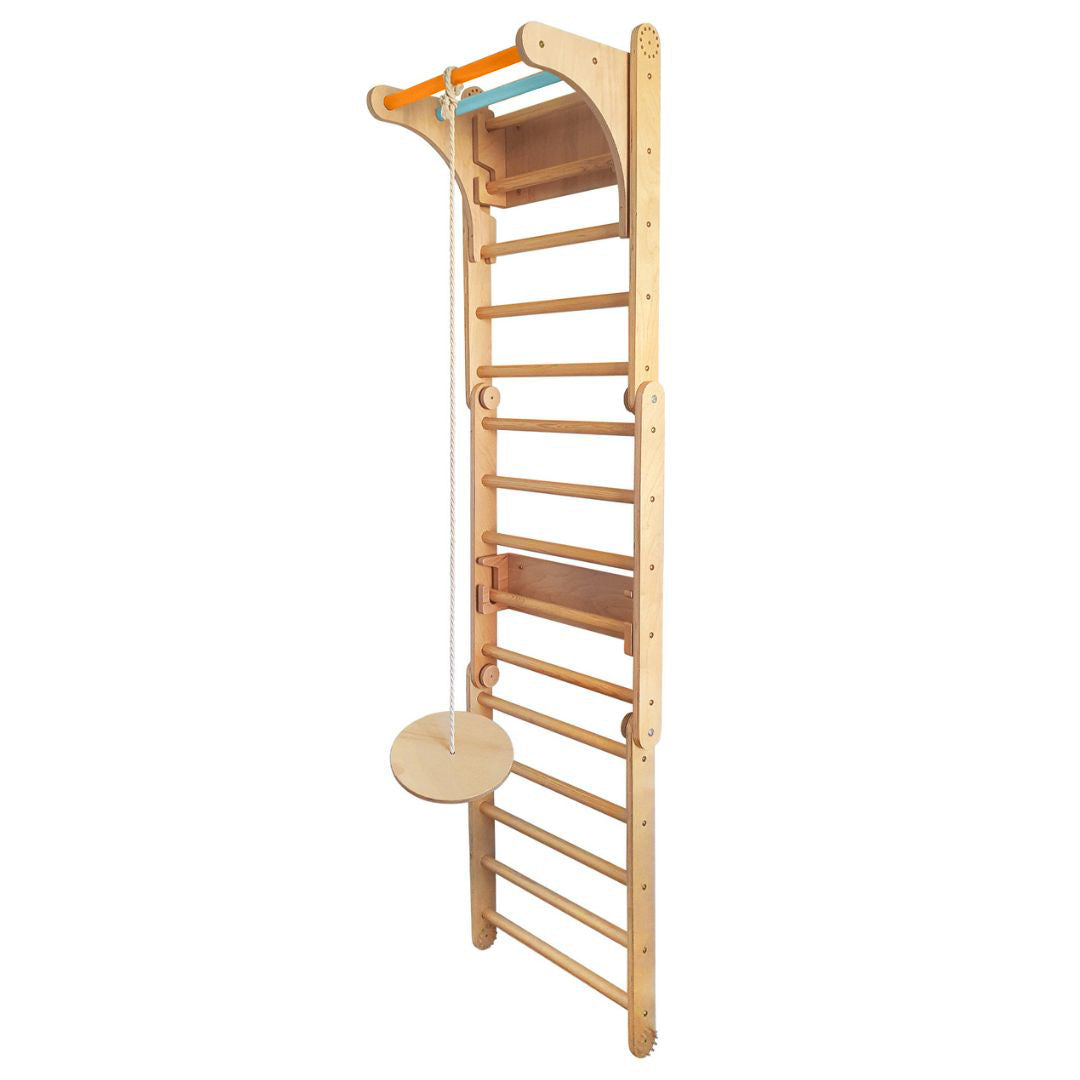 135_Balançoire-disque en bois pour enfants, compatible mur suédois