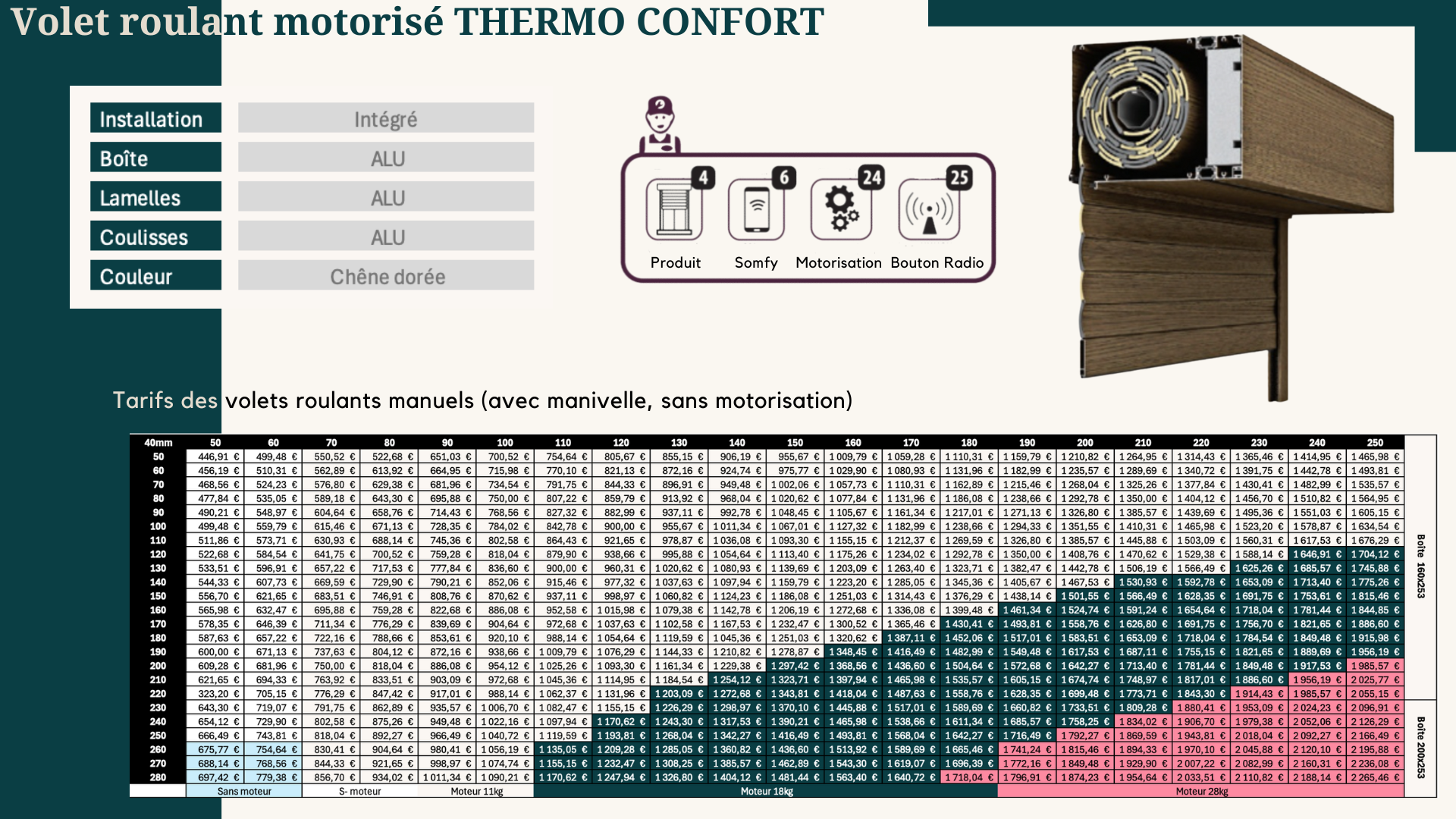 Volet roulant motorisé THERMO CONFORT Immitation bois