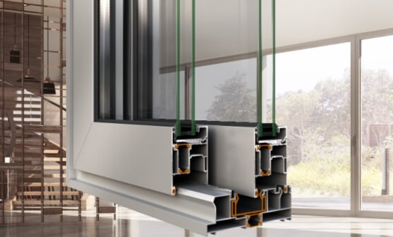 Châssis coulissant en aluminium à soulèvement 2 ventaux  SMARTIA S560 (L.:1550mm x H.:2200mm)