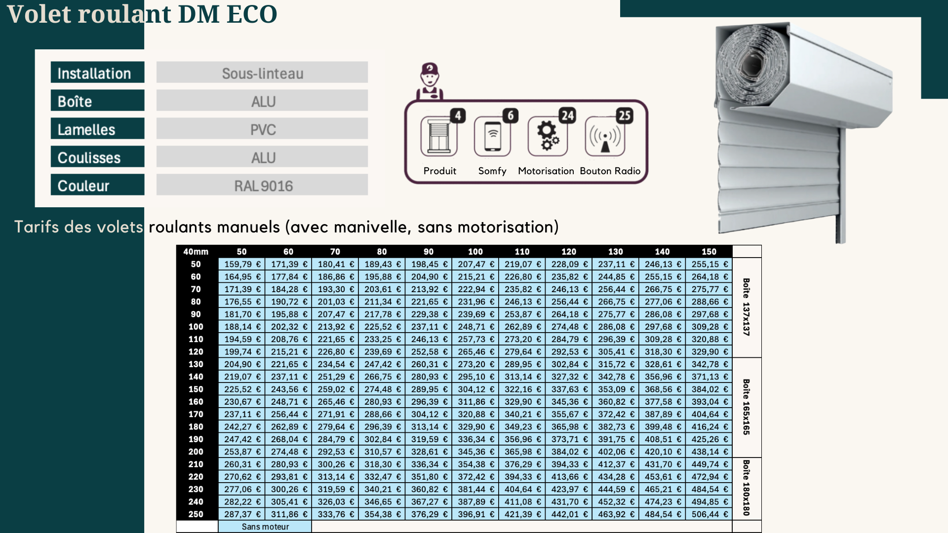 Volet roulant DM -ECO  RAL 9016