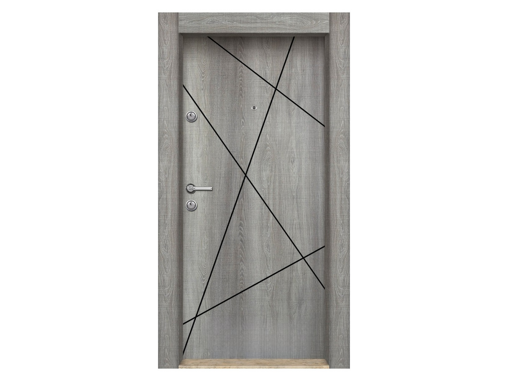 Porte blindée STRL -Gris Mesh- 9210 (L.:900mm ; H.:2000mm)