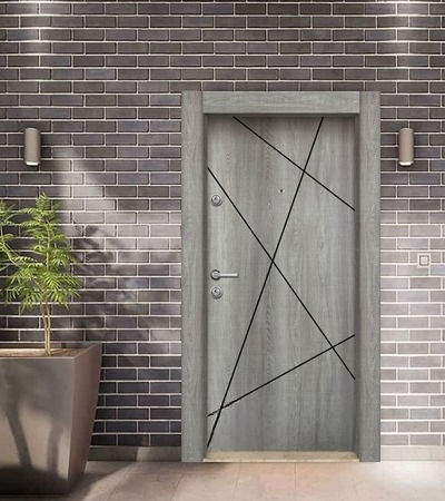 Porte d'entrée blindée STRL - Gris Mesh