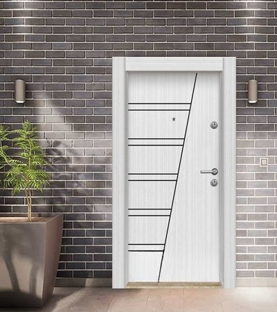 Porte blindée STRL -Perle blanche- 9209 (L.:900mm ; H.:2000mm)