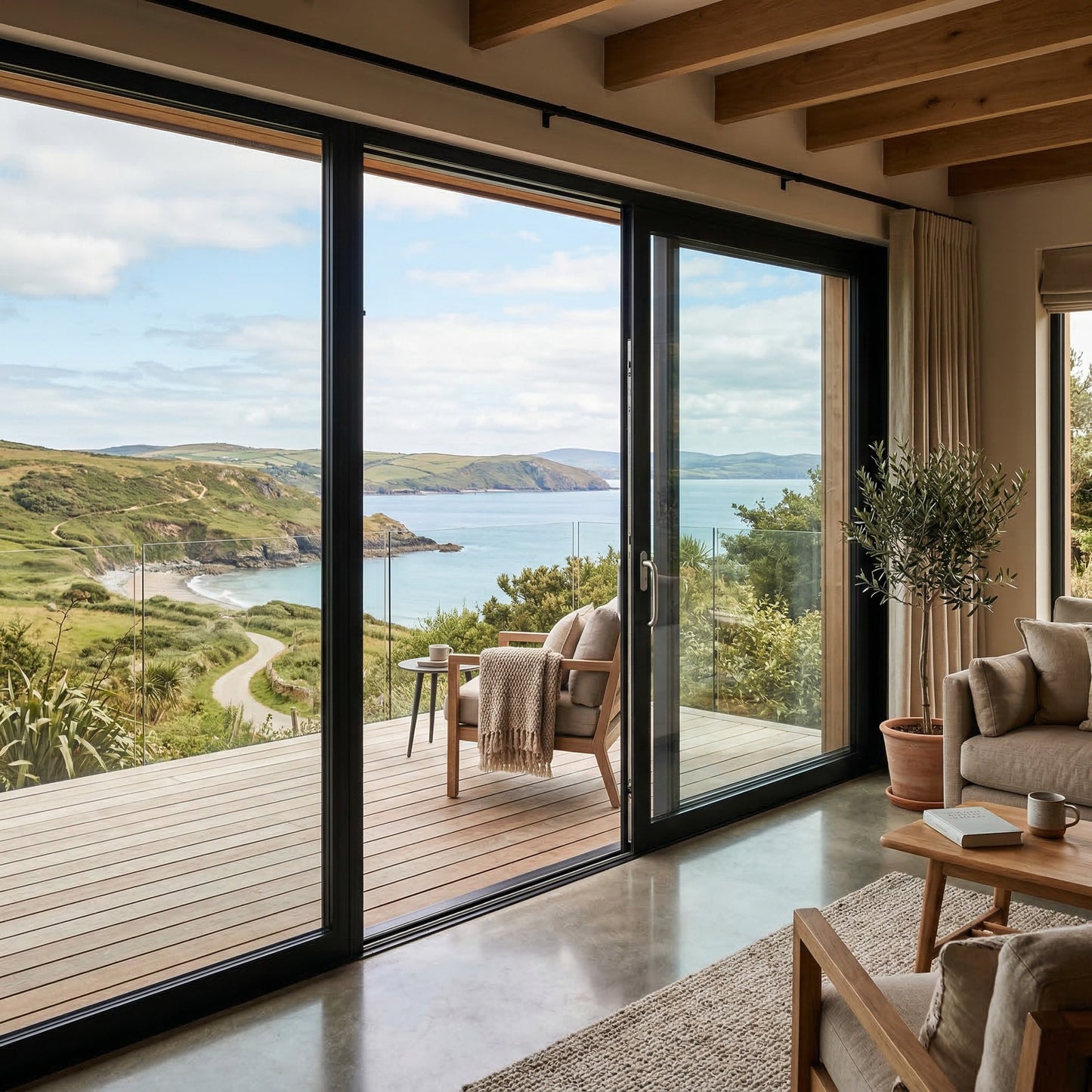 Baie vitrée coulissante en aluminium 2 ventaux PRBG Pro (L.:2400mm x H.:2150mm)