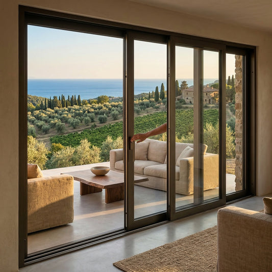 Baie vitrée coulissante en aluminium 3 ventaux PRBG Pro (L.:3000mm x H.:2140mm)