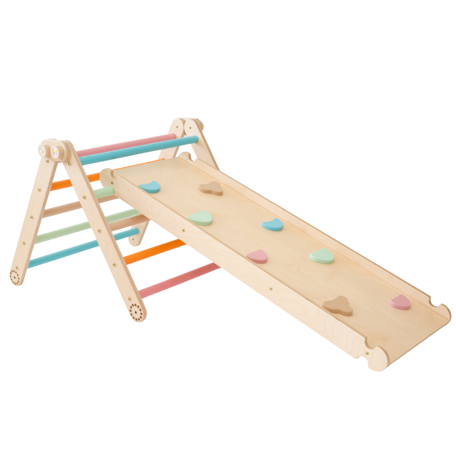 104_Triangle d’escalade Pikler avec rampe 2-en-1 (toboggan et face escalade)