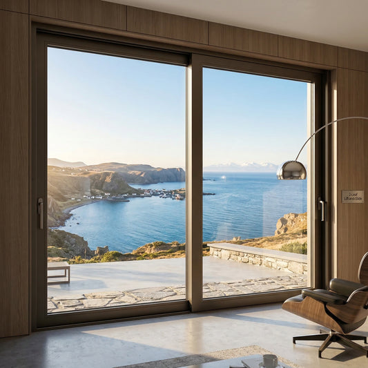 Baie vitrée coulissante en aluminium 2 ventaux  SMR 350 (L.:2600mm x H.:2200mm)