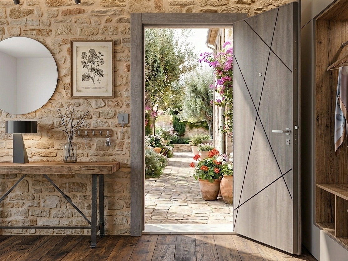 Porte d'entrée blindée STRL - Gris Mesh