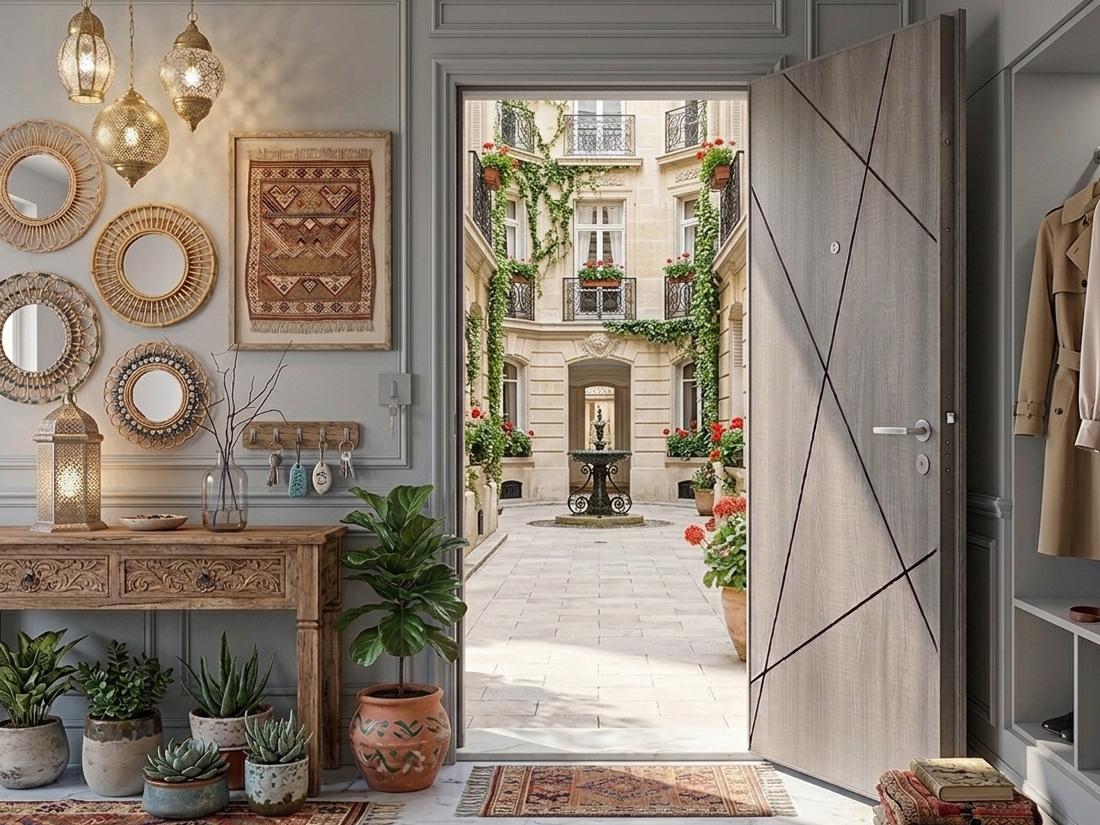 Porte d'entrée blindée STRL - Gris Mesh