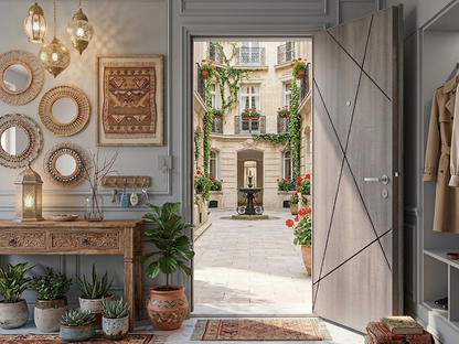 Porte d'entrée blindée STRL - Gris Mesh