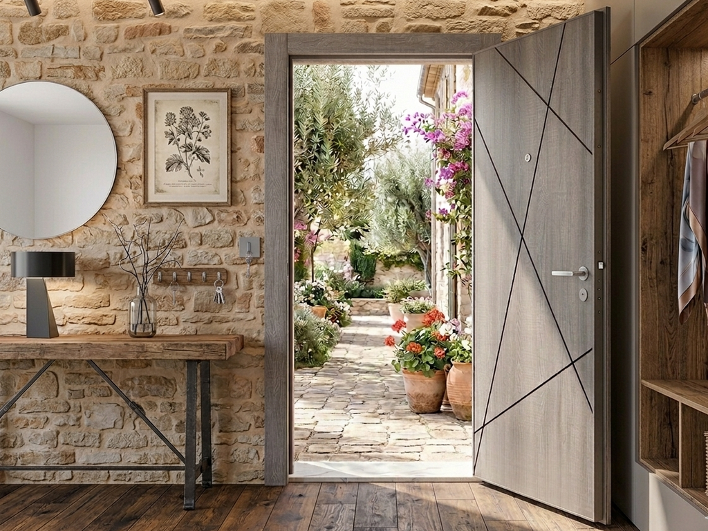 Porte d'entrée blindée STRL - Gris Mesh