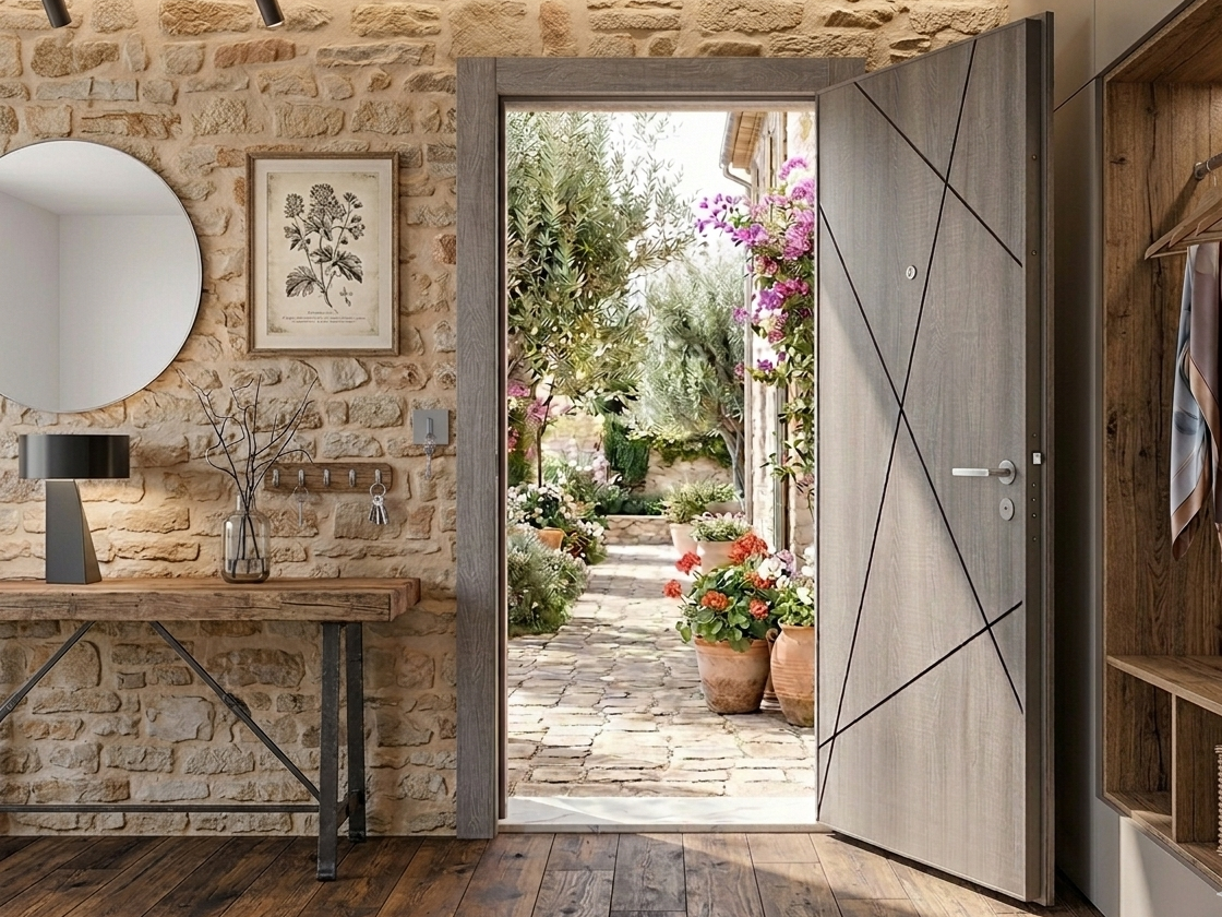 Porte d'entrée blindée STRL - Gris Mesh