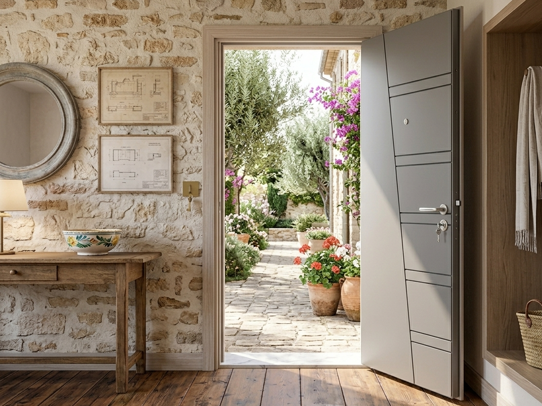 Porte d'entrée blindée STRL - Perle blanche