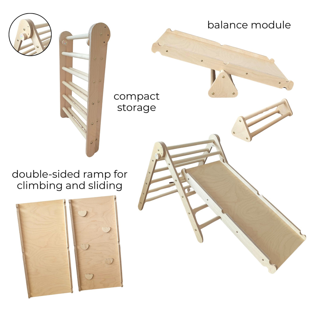 117_Triangle de Pikler pliable 3-en-1 pour enfants (motricité et équilibre)