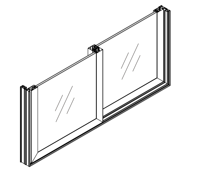 Châssis coulissant en aluminium 2 ventaux DMBG Pro (L.:1550mm x H.:2140mm)