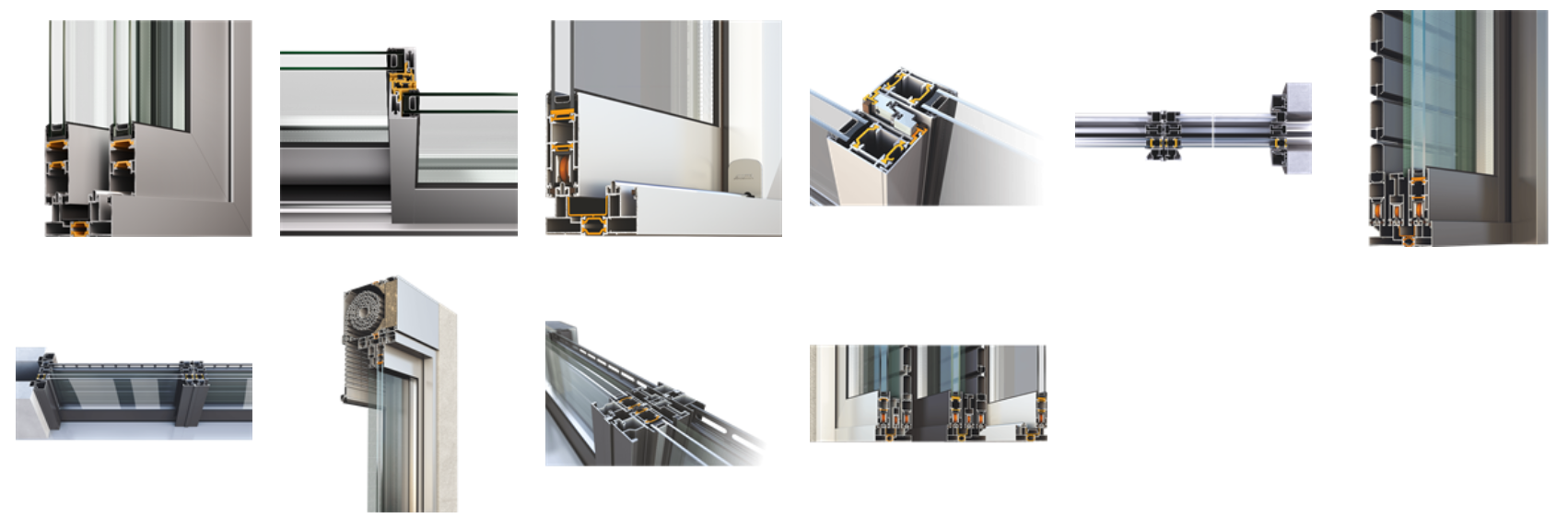 Châssis coulissant en aluminium 2 ventaux  SMARTIA 350 (L.:2600mm x H.:2200mm)