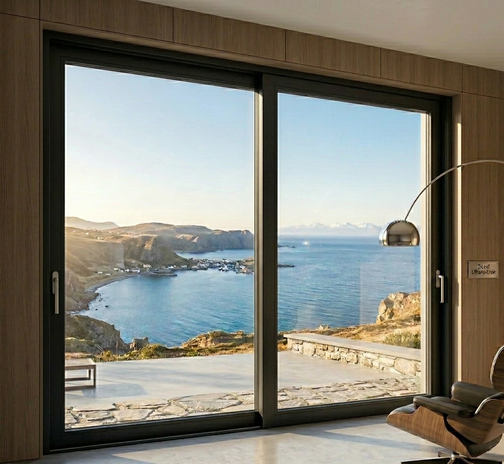 Baie vitrée coulissante en aluminium à soulèvement 2 ventaux  SMR S560 (L.:1800mm x H.:1400mm)