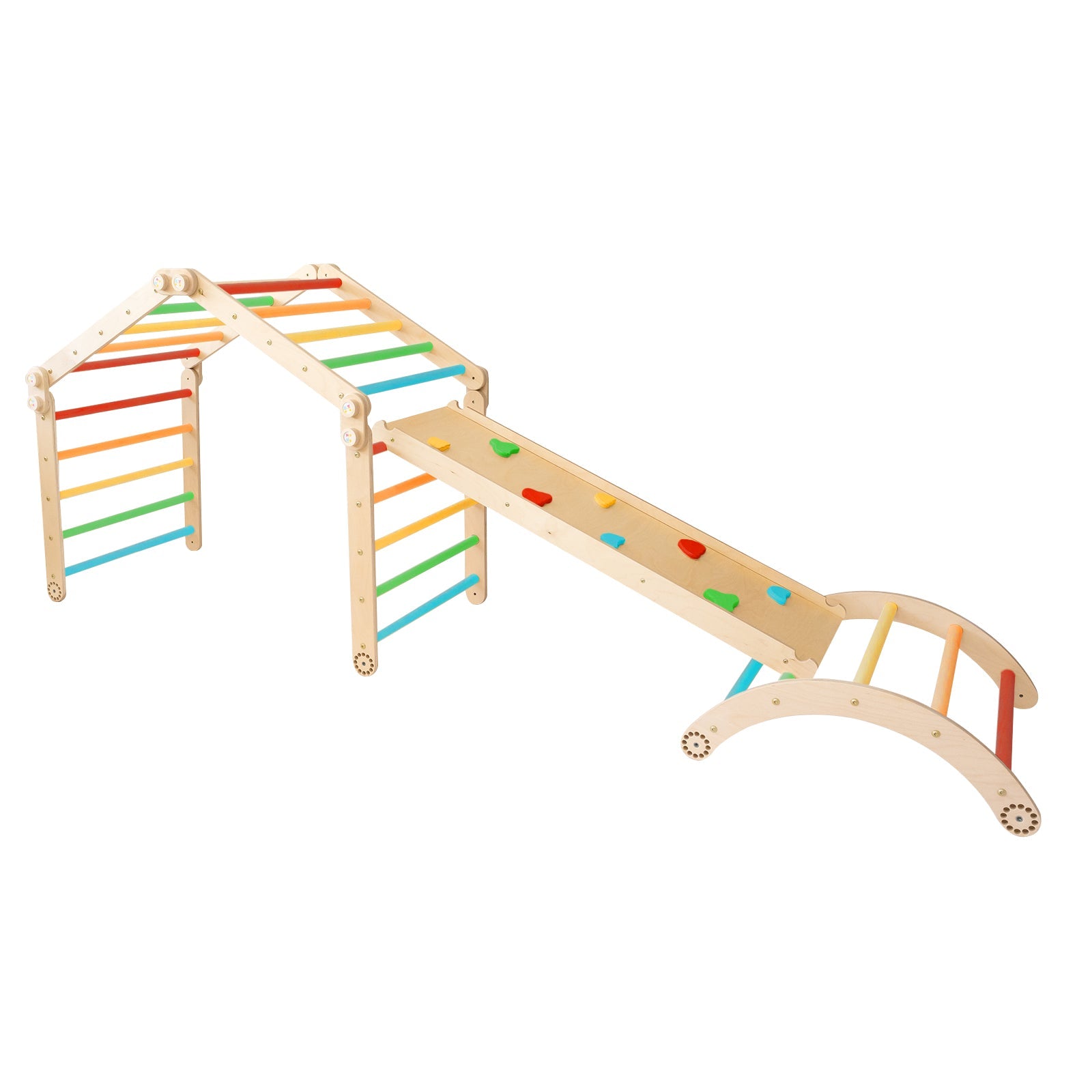 146_Triangle de Pikler d’escalade modulable (4 modules) avec rampe double face et arche de motricité