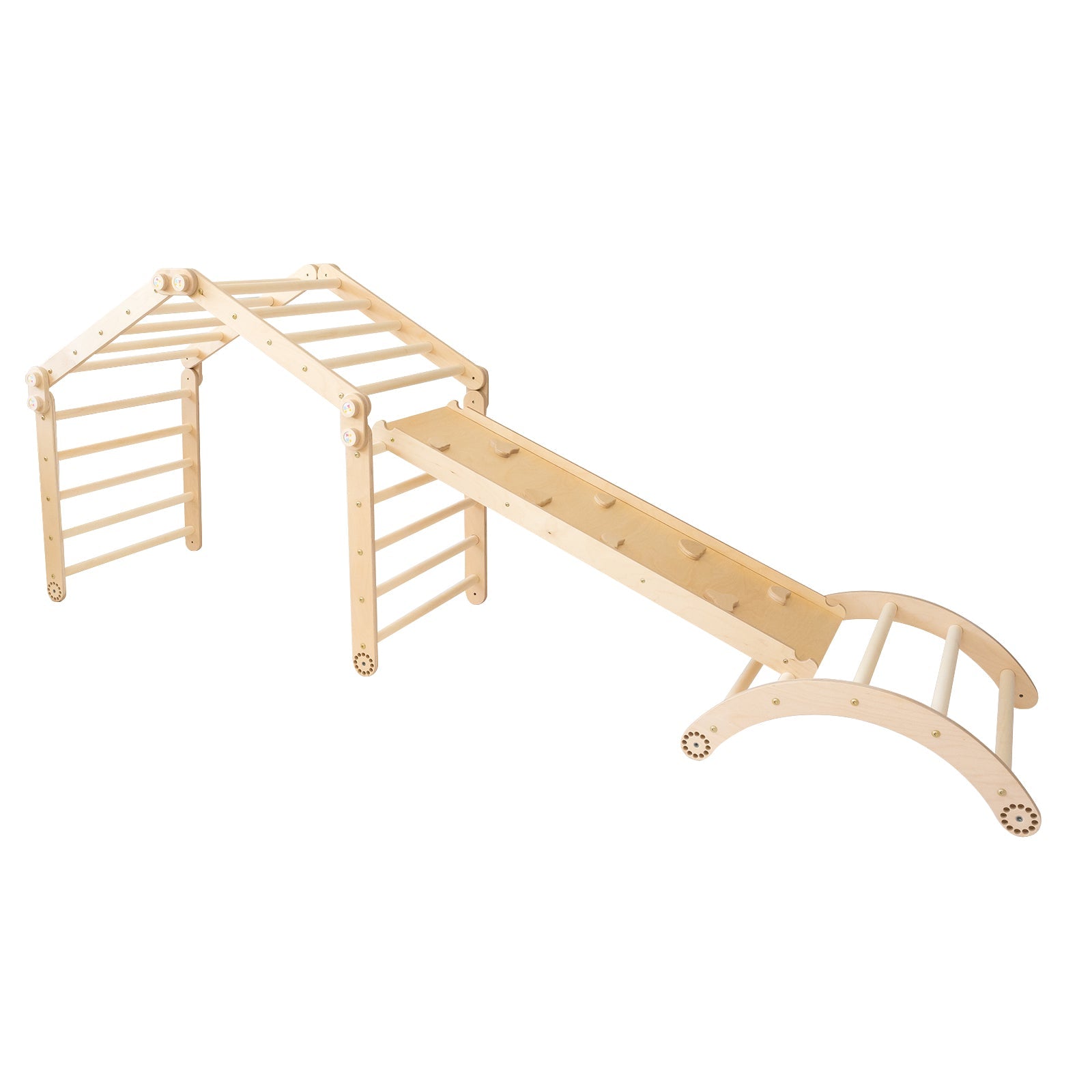 146_Triangle de Pikler d’escalade modulable (4 modules) avec rampe double face et arche de motricité